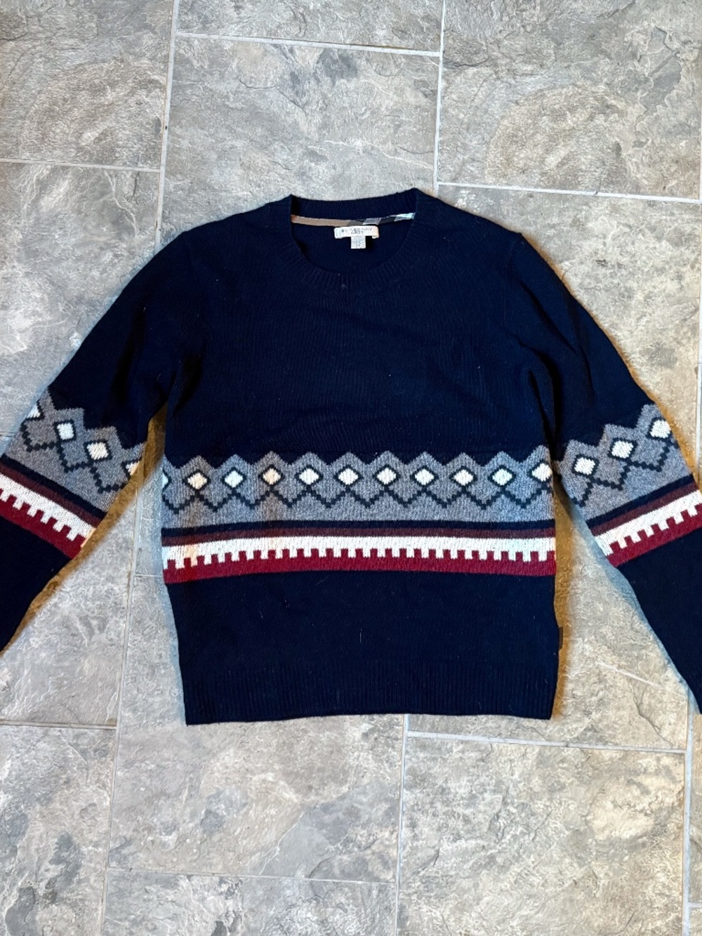 Burberry Brit Navy Wool/Cashmere Fair Isle Sweater